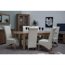Rustic Solid Oak Extending Dining Table and Six Chairs Set